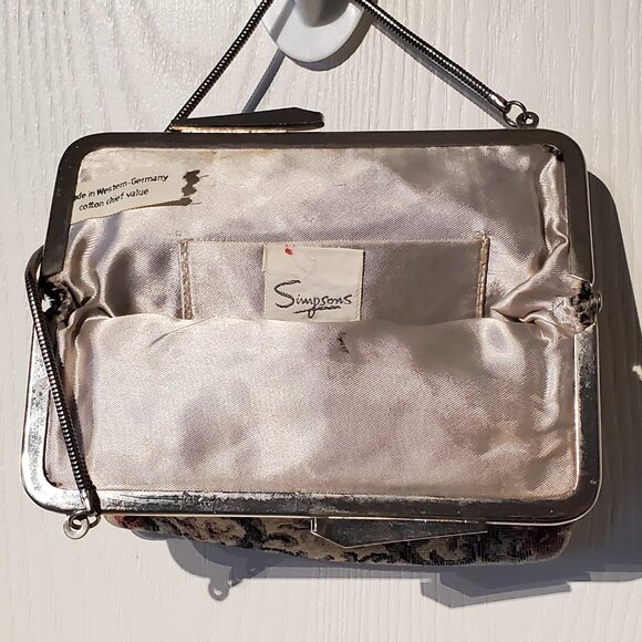 Vintage "SIMPSONS" Mini Floral Tapestry Hand Bag Clutch Purse - Made in Germany - Picture 3 of 3